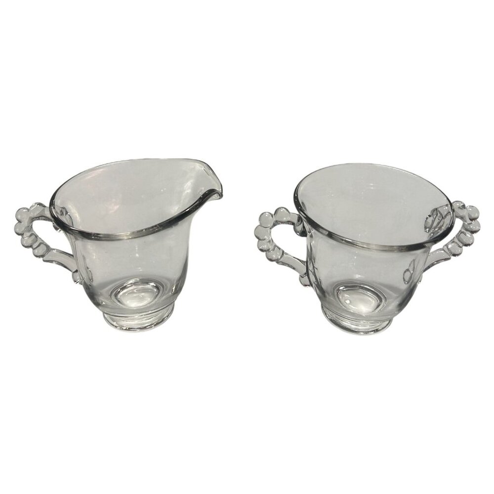 Vintage Imperial Glass Candlewick Cream & Sugar Set 3.5" Tall Clear Glass